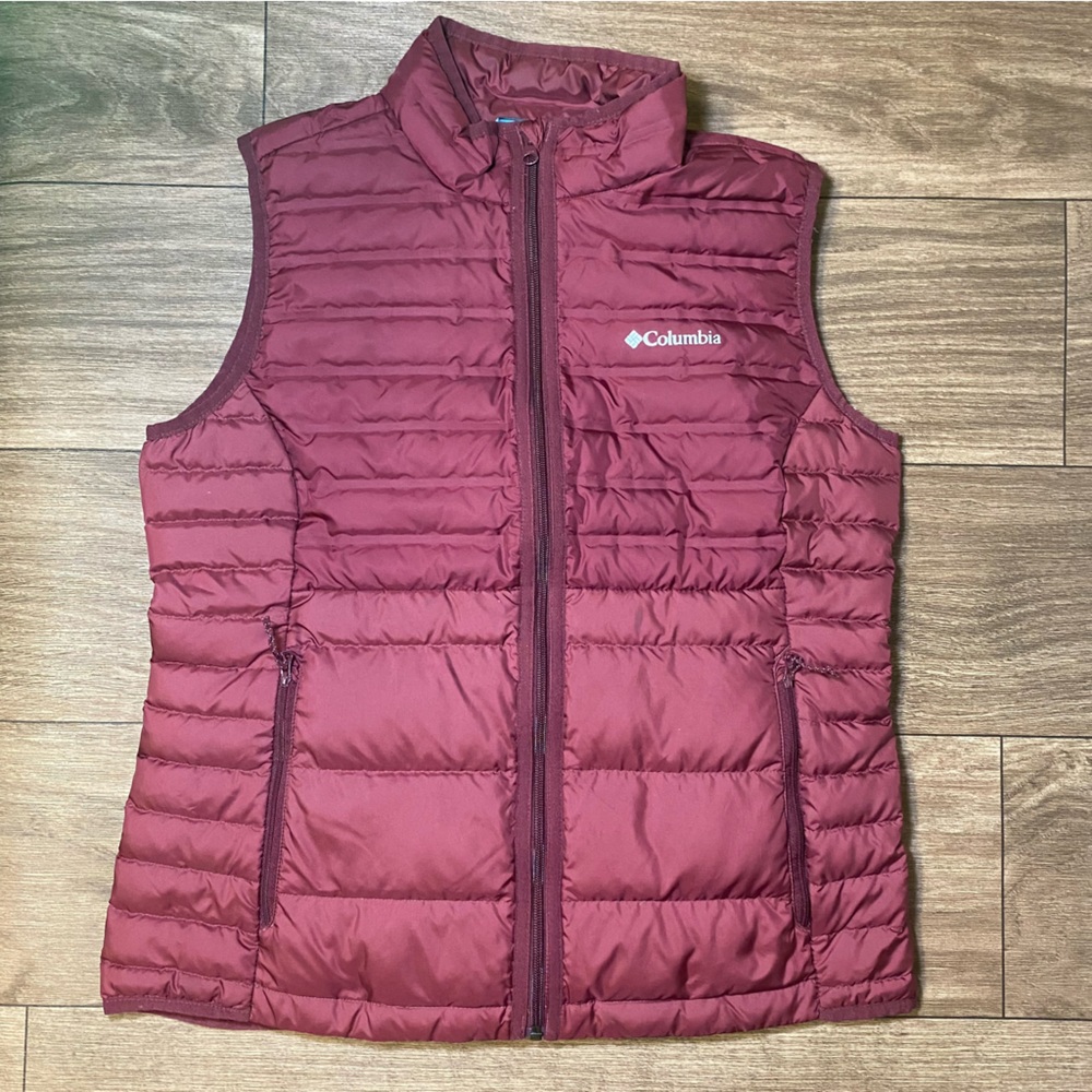 Columbia McKay Lake 650 Down Puffer Vest maroon Red Womens size L